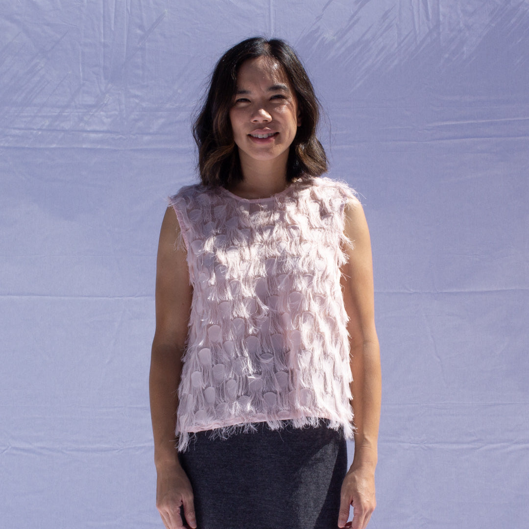 Feather Top in Pink