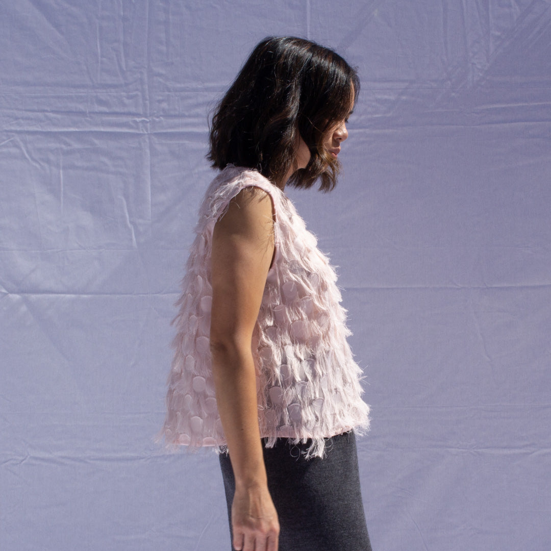Feather Top in Pink