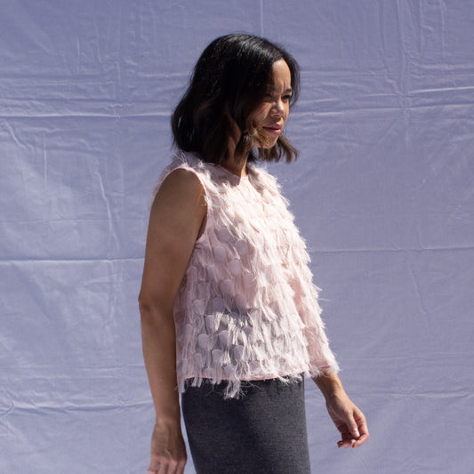 Feather Top in Pink