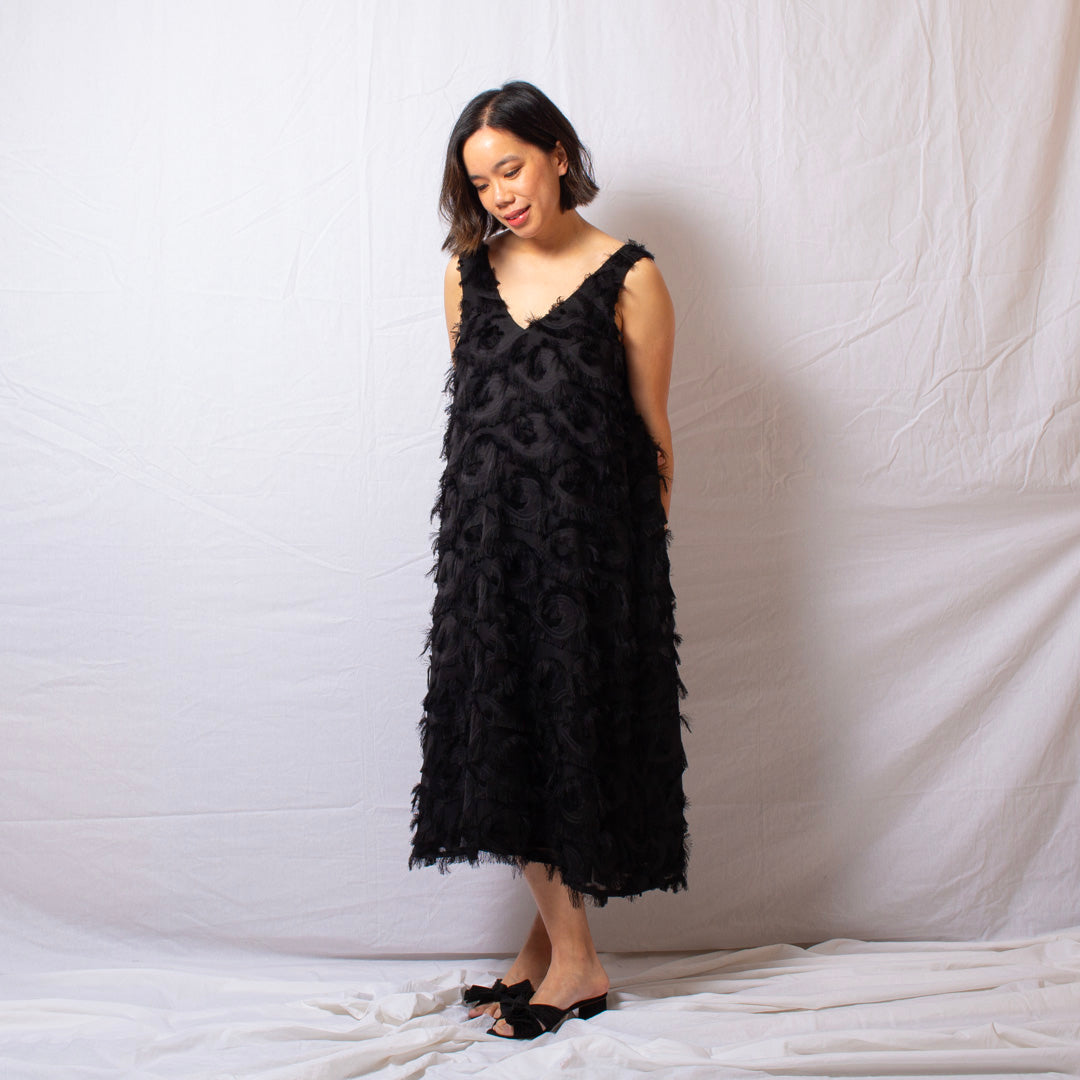Feather Dress in Midnight