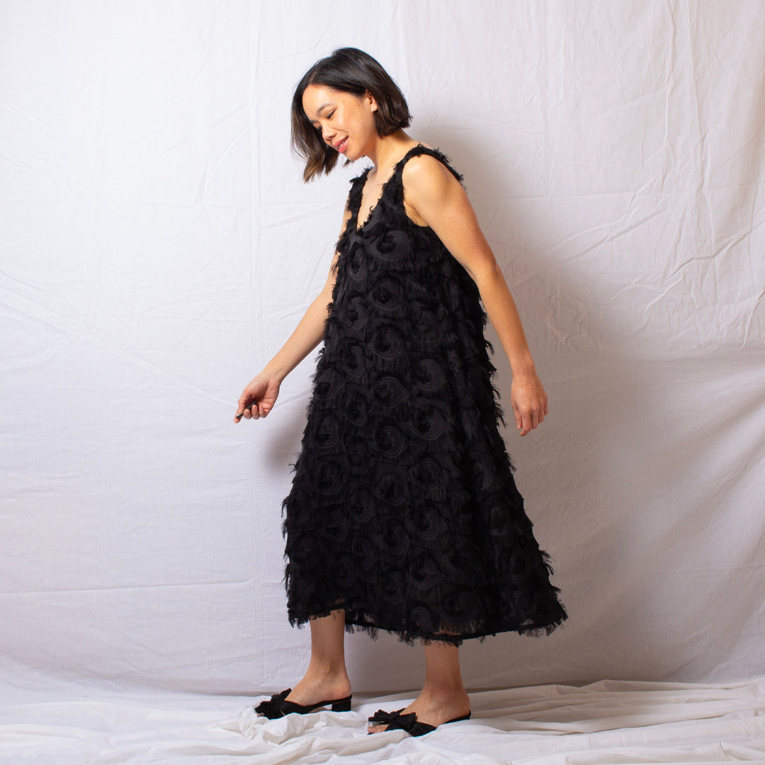Feather Dress in Midnight