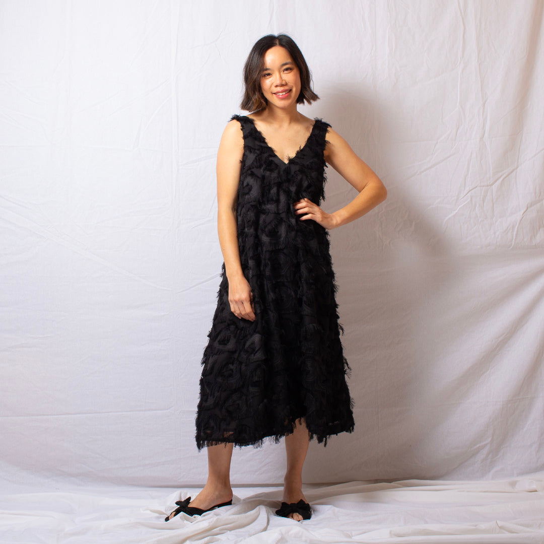 Feather Dress in Midnight