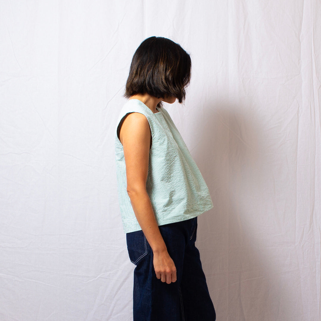 Frame Top in Green and White Stripe