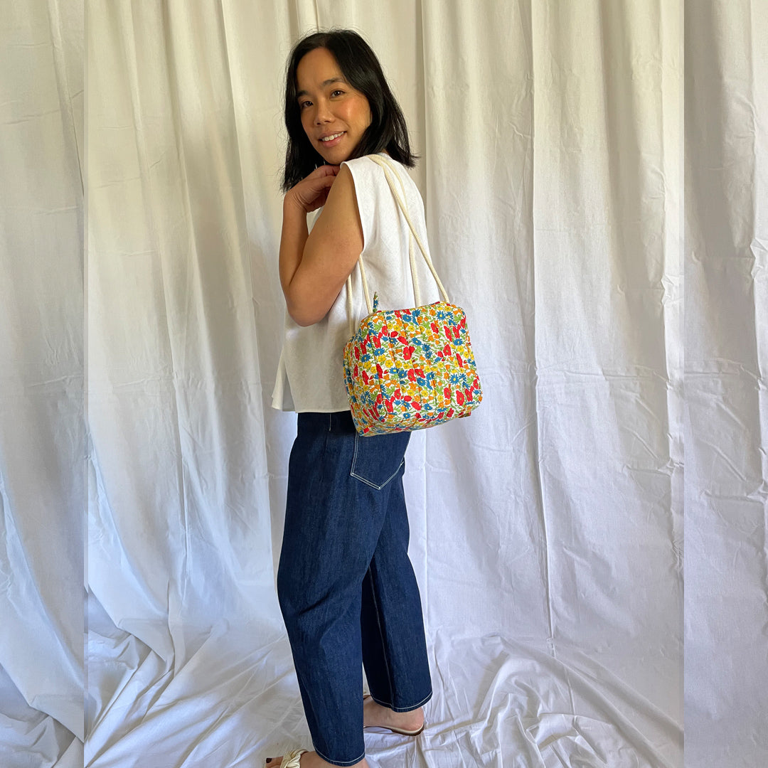 Cube Bag in Liberty Poppy and Daisy