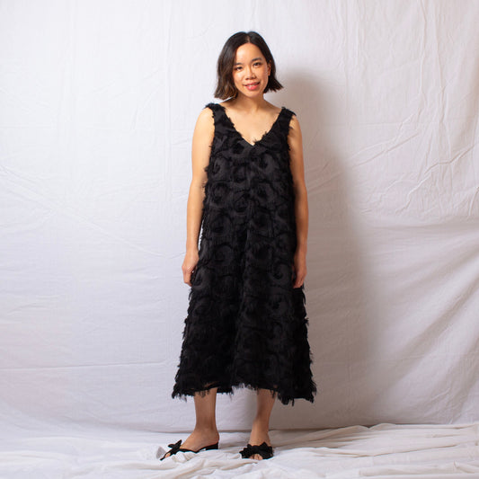 Feather Dress in Midnight
