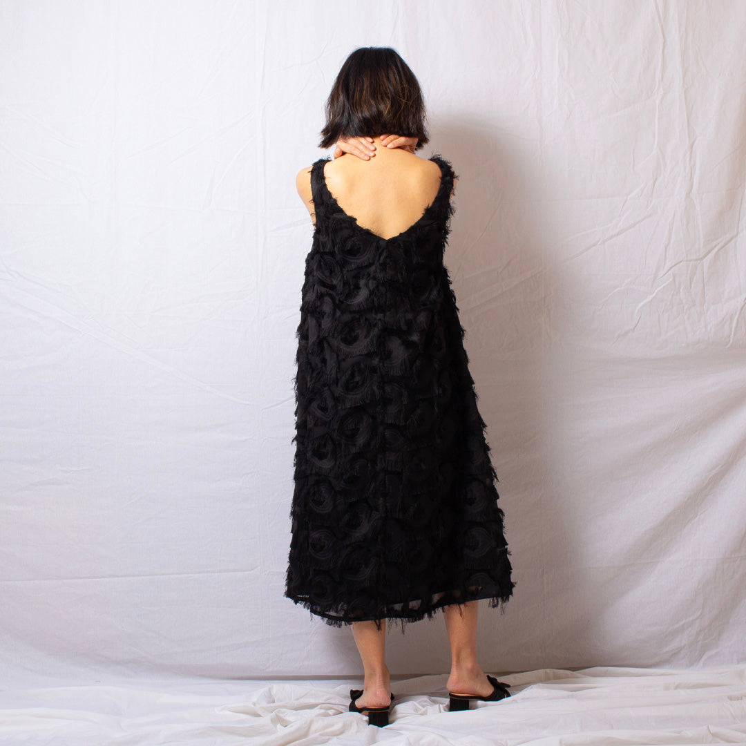 Feather Dress in Midnight